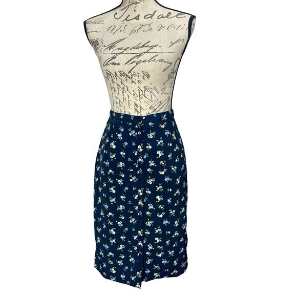 Vintage 1990s Y2K Gap Floral Midi A-line Pencil Skirt Sz 4 XS Button Front - Picture 2 of 9